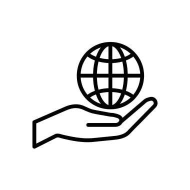 Gezegenin düz simgesini kurtar. Ağ için piktogram. Çizgi vuruş. Beyaz arka planda izole edilmiş. Vektör E10. Gezegen hazır