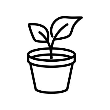 Çiçek saksısı düz simgesi. Ağ için piktogram. Çizgi vuruş. Beyaz arka planda izole edilmiş. Vektör Eps10