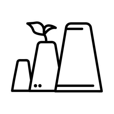 Fabrikada düz ikon var. Ekoloji kavramını kaydet.