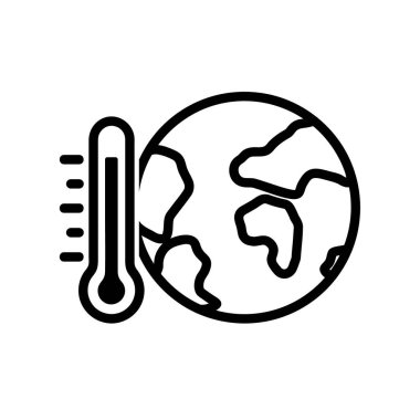 Küresel ısınma düz simgesi. Ağ için piktogram. Çizgi vuruş. Beyaz arka planda izole edilmiş. Vektör Eps10