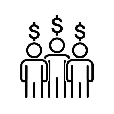 İnsan takım çalışması düz bir ikon. Ağ için piktogram. Çizgi vuruş. Beyaz arka planda izole edilmiş. Vektör E10. İş dünyası aile kavramı