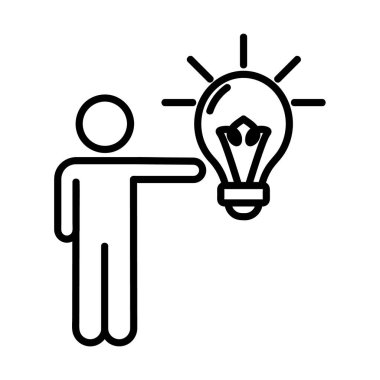 İş fikri düz bir ikon. Ağ için piktogram. Çizgi vuruş. Beyaz arka planda izole edilmiş. Vektör E10. Takım çalışması yaratıcılığı