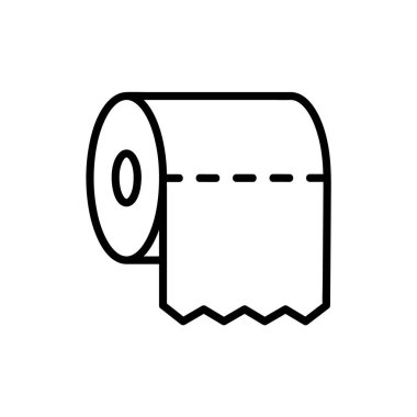 Kağıt havlu düz simgesi. Ağ için piktogram. Çizgi vuruş. Beyaz arka planda izole edilmiş. Vektör Eps10