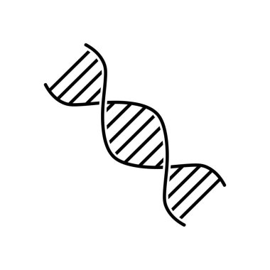 DNA düzlüğü simgesi. Ağ için piktogram. Çizgi vuruş. Beyaz arka planda izole edilmiş. Vektör Eps10