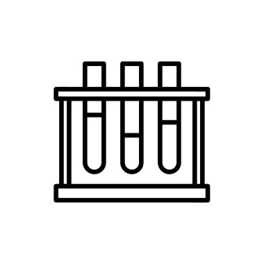 Test tüpü düz simgesi. Ağ için piktogram. Çizgi vuruş. Beyaz arka planda izole edilmiş. Vektör Eps10