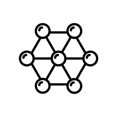 Molekül düz simge. Ağ için piktogram. Çizgi vuruş. Atom sembolü beyaz arkaplanda izole edildi. Vektör Eps10