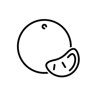 Turuncu Mandarin düz simgesi. Ağ için piktogram. Çizgi vuruş. Beyaz arka planda izole edilmiş. Vektör Eps10