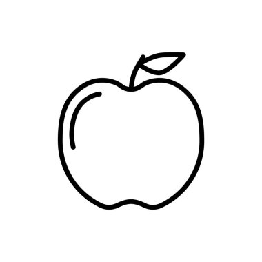 Apple yassı ikonu. Ağ için piktogram. Çizgi vuruş. Beyaz arka planda izole edilmiş. Vektör Eps10