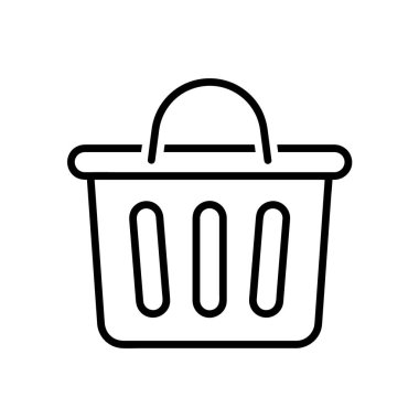 Alışveriş sepeti resmi. Ağ için piktogram. Çizgi vuruş. Sepet beyaz arkaplanda izole edilmiş. Vektör Eps10