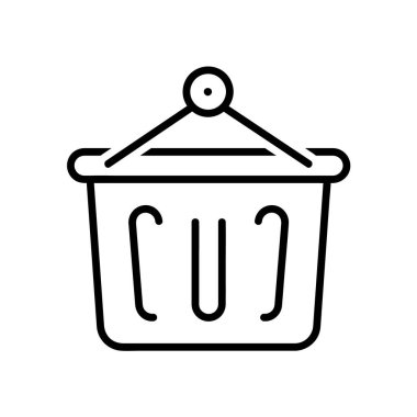 Alışveriş sepeti resmi. Ağ için piktogram. Çizgi vuruş. Sepet beyaz arkaplanda izole edilmiş. Vektör Eps10