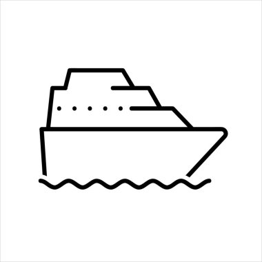Tekne yatı simgesi. Ağ için piktogram. Çizgi vuruş. Beyaz arka planda izole edilmiş. Vektör Eps10