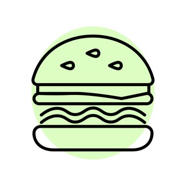 Hamburger yassı ikonu. Ağ için piktogram. Çizgi vuruş. Beyaz arka planda izole edilmiş. Vektör Eps10