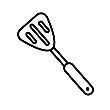 Spatula yassı ikonu. Ağ için piktogram. Çizgi vuruş. Beyaz arka planda izole edilmiş. Vektör Eps10