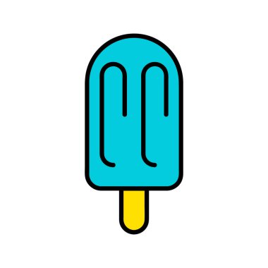 Waffle yassı ikonlu dondurma. Ağ için piktogram. Çizgi vuruş. Beyaz arka planda izole edilmiş. Vektör Eps10