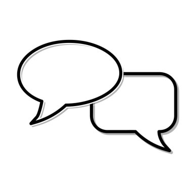 Sohbet ikonu. İnsanların konuşma baloncuğuyla konuşması. Siyah vuruş beyaz arka planda izole edilmiş. Vektör Eps10