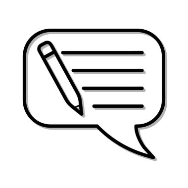 Alıntı, yorum ve geri bildirim simgesi. Konuşma baloncuğu sembolü. Siyah vuruş beyaz arka planda izole edilmiş. Vektör Eps10