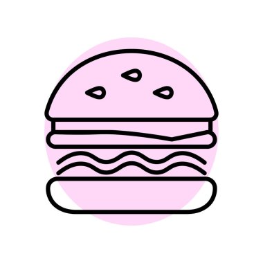 Hamburger yassı ikonu. Ağ için piktogram. Çizgi vuruş. Beyaz arka planda izole edilmiş. Vektör Eps10