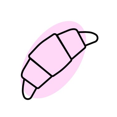 Kruvasan yassı simgesi. Ağ için piktogram. Çizgi vuruş. Beyaz arka planda izole edilmiş. Vektör Eps10