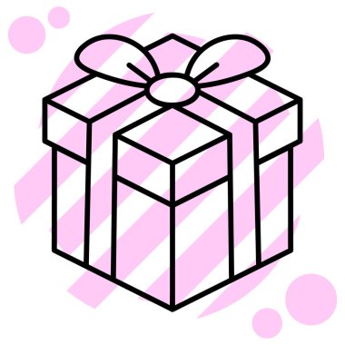 Kare hediye kutusu simgesi. Kurdele yaylı paket. Basit düz çizim. Beyaz arkaplanda izole edilmiş vektör eps10