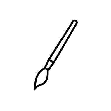 Düz fırça simgesi. Ağ için piktogram. Çizgi vuruş. Beyaz arka planda izole edilmiş. Taslak vektör eps10