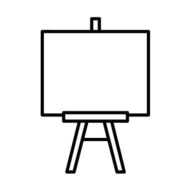 Easel düz simgesi. Ağ için piktogram. Çizgi vuruş. Beyaz arka planda izole edilmiş. Taslak vektör eps10