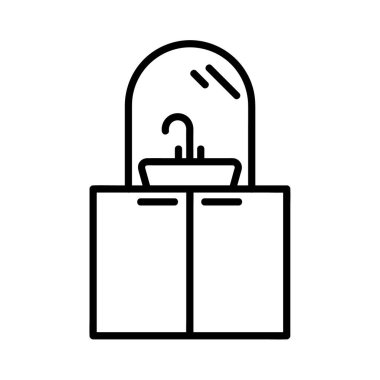 Tuvalet yassı simgesi. Ağ için piktogram. Çizgi vuruş. Beyaz arka planda izole edilmiş. Taslak vektör eps10