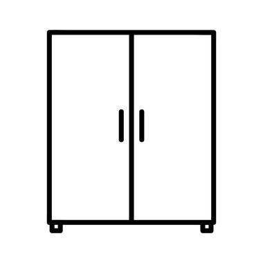 Dolabın düz simgesi. Ağ için kabine resmi. Çizgi vuruş. Beyaz arka planda izole edilmiş. Taslak vektör eps10