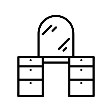 Ayna yassı simgesi. Ağ için piktogram. Çizgi vuruş. Beyaz arka planda izole edilmiş. Taslak vektör eps10