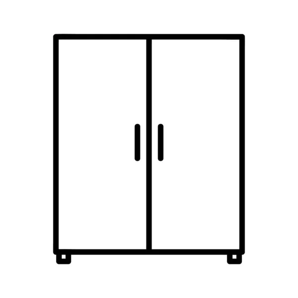 Cupboard Flat Icon Cabinet Pictogram Web Line Stroke Isolated White — Stock Vector