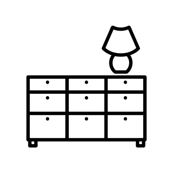 Schrank Und Lampe Flach Symbol Kabinett Piktogramm Für Web Linienschlag — Stockvektor