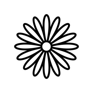 Çiçek ikonu. Web için dekoratif resim. Çizgi vuruş. Beyaz arka planda izole edilmiş. Taslak vektör eps10