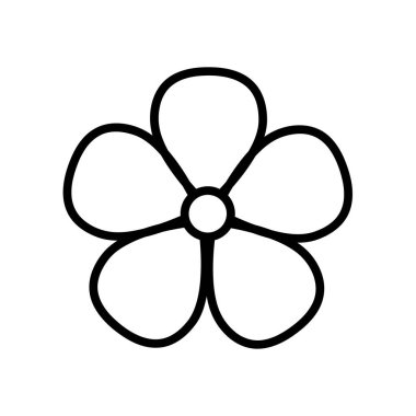 Çiçek ikonu. Web için dekoratif resim. Çizgi vuruş. Beyaz arka planda izole edilmiş. Taslak vektör eps10