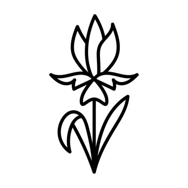 Çiçek ikonu. Web için dekoratif resim. Çizgi vuruş. Beyaz arka planda izole edilmiş. Taslak vektör eps10