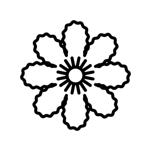 Ikona Květiny Dekorativní Piktogram Pro Web Čárový Tah Izolované Bílém — Stockový vektor