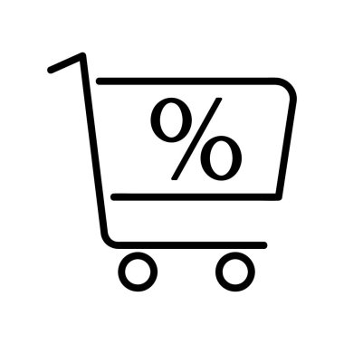 İndirim simgesi. Web için resim çekmeyi teklif et. Çizgi vuruş. Yüzdelik etiketi beyaz arkaplanda izole edildi. Taslak vektör eps10