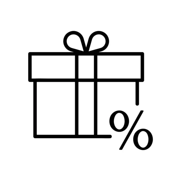 Icona Della Scatola Regalo Sconto Offrire Pittogramma Web Ictus Percentuale — Vettoriale Stock