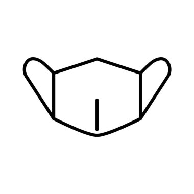 Yüz koruyucu maske ikonu. Ağ için düz resim. Çizgi vuruş. Solunum cihazı beyaz arkaplanda izole edildi. Ana vektör epinefrin. Koronavirüs salgını
