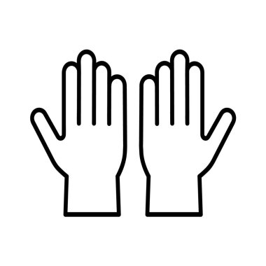 Koruyucu eldiven ikonu. Ağ için düz resim. Çizgi vuruş. Beyaz arka planda izole edilmiş. Taslak vektör eps10