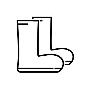 Koruma ayakkabısı ikonu. Koronavirüse karşı kalkan, web için düz resim. Çizgi vuruş. Beyaz arka planda izole edilmiş. Taslak vektör eps10