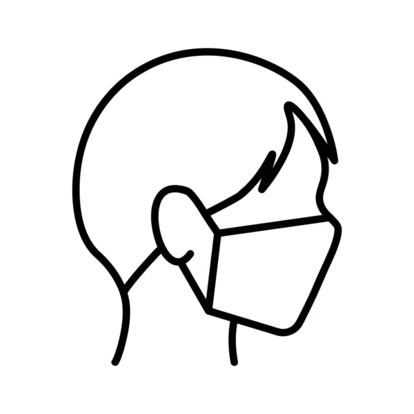 Gesichtsschutzmaske Ikone Flaches Piktogramm Für Web Linienschlag Atemschutzmaske Isoliert Auf — Stockvektor