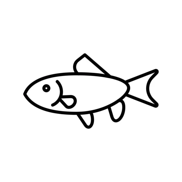 Εικόνα Ψαριού Θαλασσινά Επίπεδη Εικονόγραμμα Για Διαδίκτυο Γραμμικό Χτύπημα Απομονωμένο — Διανυσματικό Αρχείο