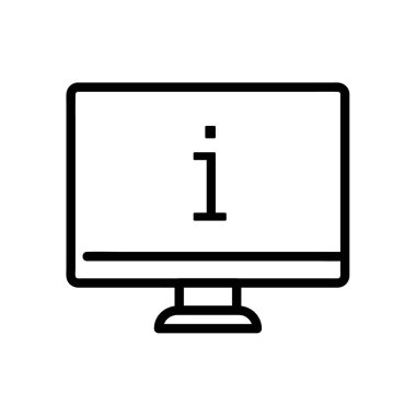 Bilgi simgesi. Ağ için düz resim. Çizgi vuruş. Beyaz arkaplanda izole edilmiş basit bilgi rehberi sembolü. Taslak vektör eps10