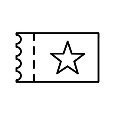 Bilet simgesi. Ağ için düz resim. Çizgi vuruş. Beyaz arkaplanda izole edilmiş basit bir sembol. Taslak vektör eps10