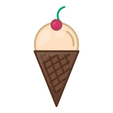 Dondurma ikonu. Ağ için düz resim. Çizgi vuruş. Beyaz arkaplanda izole edilmiş basit bir sembol. Taslak vektör eps10