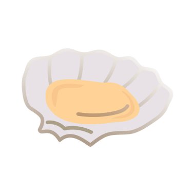 Düz istiridye ikonu. Ağ için piktogram. Beyaz arkaplanda izole edilmiş basit bir sembol. Vektör Eps10