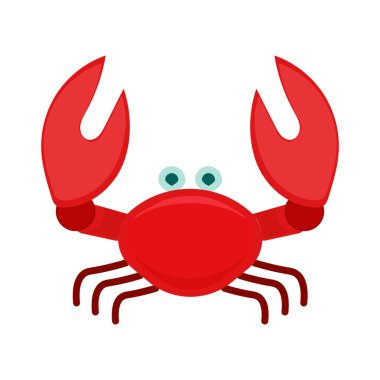 Kırmızı yengeç yassı ikonu. Ağ için piktogram. Beyaz arkaplanda izole edilmiş basit bir sembol. Vektör Eps10