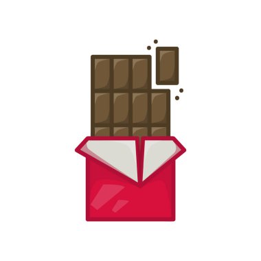 Çikolata yassı ikon. Ağ için piktogram. Çizgi vuruş. Beyaz arkaplanda izole edilmiş tatlı. Taslak vektör eps10