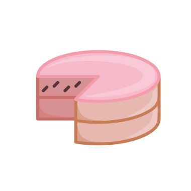 Büyük pasta yassı ikonu. Web için kapkek resmi. Çizgi vuruş. Beyaz arka planda izole edilmiş. Taslak vektör eps10