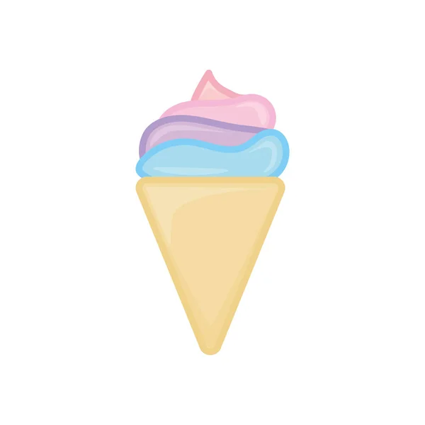 Ice Cream Waffle Flat Icon Pictogram Web Line Stroke Isolated — Stock Vector