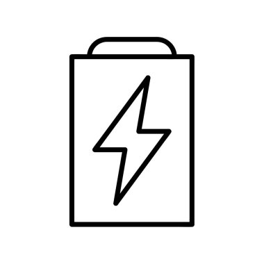 Batarya simgesi. Ağ için düz resim. Çizgi vuruş. Beyaz arkaplanda izole edilmiş basit bir akümülatör sembolü. Taslak vektör eps10